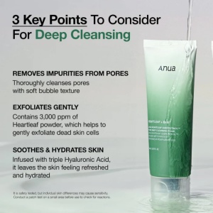 Anua - Heartleaf Quercetinol Pore Deep Cleansing Foam – Spumă facială de Curățare Profundă pentru ten mixt și gras - Img 4