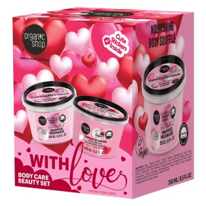 Set cadou Organic Shop With Love cu scrub de corp si body souffle