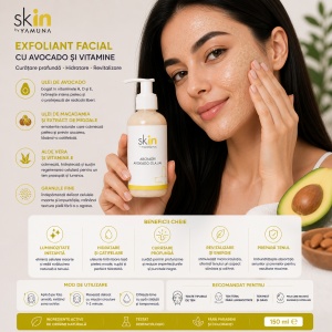 YAMUNA skIN – Exfoliant facial cu Avocado, conceput pentru curatarea profunda si revitalizarea pielii