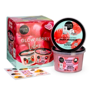 Set cadou Organic Shop Glow-Berry Vibes cu scrub de corp si body mousse - Img 2