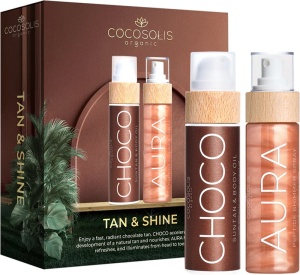 SET TAN & SHINE (CHOCO 110ml & AURA 100 ml) - set pentru piele hidratata, bronz luminos si efect radiant
