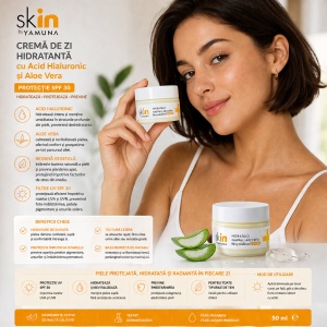 YAMUNA skIN – Crema de zi hidratanta cu Acid hyaluronic si aloe vera - protectie SPF 30