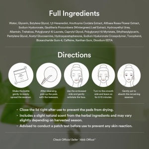 Abib - Heartleaf Spot Pad Calming Touch - Plasturi pentru față cu extract de Heartleaf - Img 10