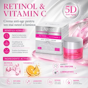 L'arisse - Anti-wrinkle cream - Crema anti-aging pentru varsta 50+ cu Retinol si Vitamina C - Img 3