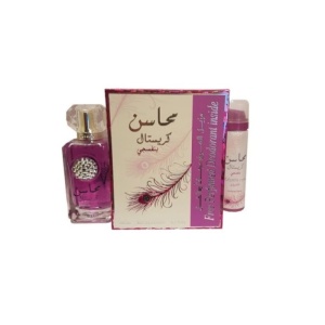 Lattafa Set Mahasin Crystal Violet : 100 ml + Deodorant Spray 50 ml