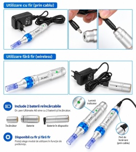 Dr.Pen A6 wireless cu 2 acumulatori, carcasa din aluminiu - Img 5