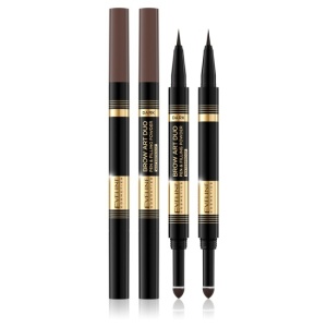 Creion pentru sprancene, waterproof Eveline Brow Art Duo 2 in 1 - Dark