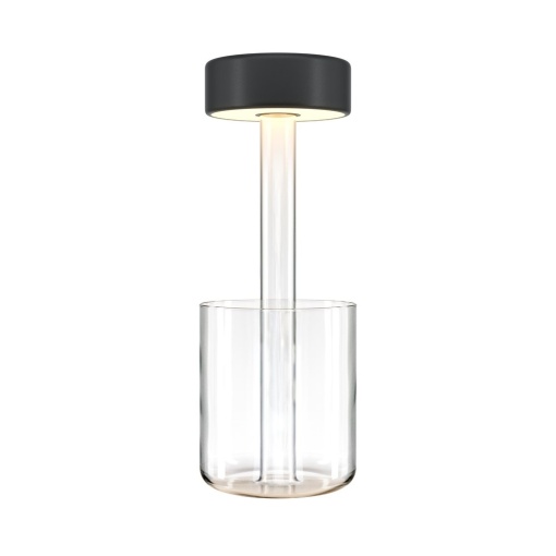 Lampa portabila cu baterii cu baza in forma de vaza AI design negru/ transparent