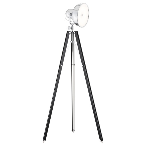 Lampadar LED de podea retro cu trepied lemn negru FOTO NEW