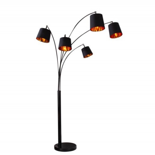 Lampadar tip arc cu 5 brate Levels negru/ auriu