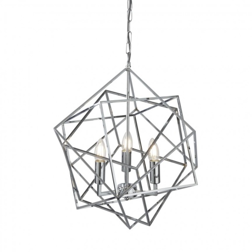Lustra moderna design geometric Cube 3L crom 7863-3CC SRT
