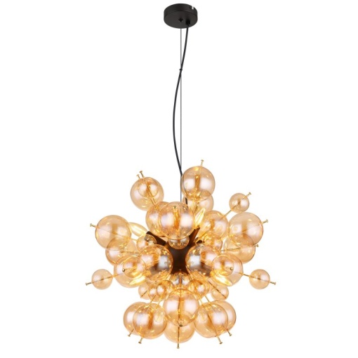 Lustra suspendata design modern UDO 6L negru/chihlimbar
