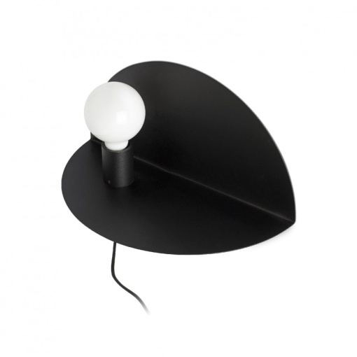 Aplica perete moderna cu raft NIT neagra stanga 01004