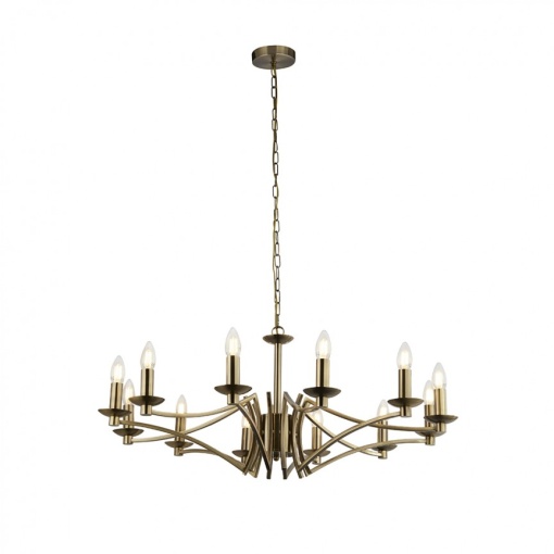 Candelabru clasic cu 12 brate stil elegant Ascot alama antic 41312-12AB SRT