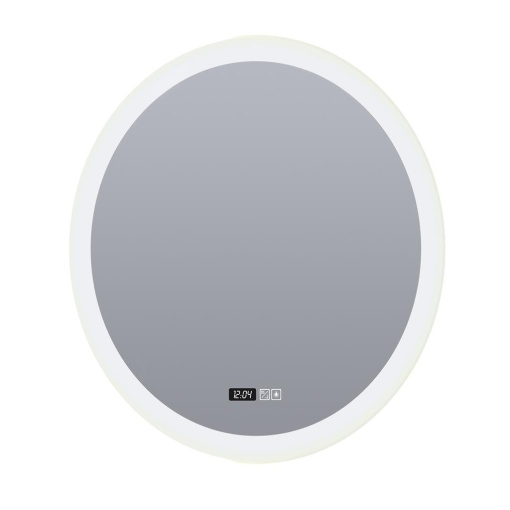 Oglinda baie cu iluminat LED, ceas digital si dezaburire Round, 60cm