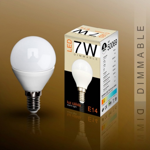 Bec LED E14 DIMABIL, 7W 3000K lumina calda Globe mini opal SV-50069