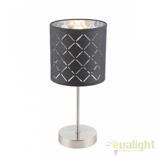 Lampa eleganta cu abajur din tesatura gri cu argintiu, Kidal 15228T GL
