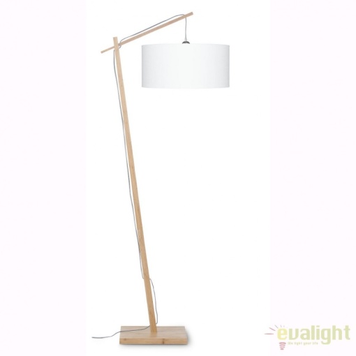 Lampadar cu cadru din bambus si abajur din tesatura in, Andes natur/ alb ANDES/F/4723/W