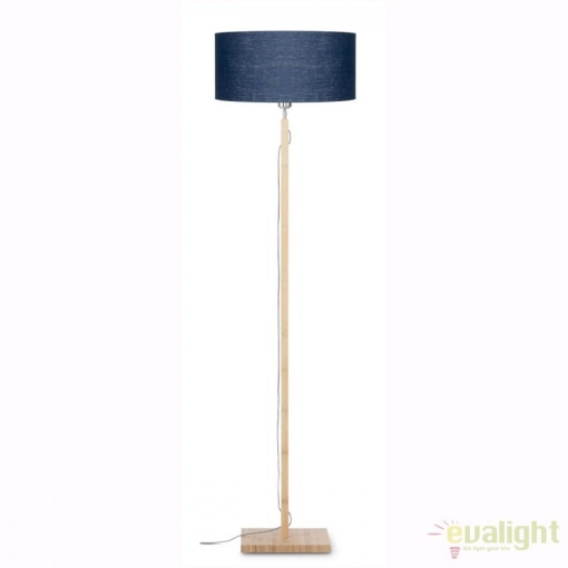 Lampadar modern cu baza din lemn si abajur textil FUJI, albastru FUJI/F/4723/BD