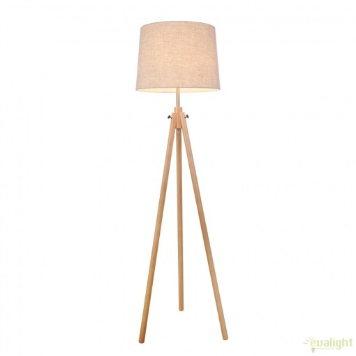 Lampadar modern cu trepied din lemn Calvin MYZ177-FL-01-BR