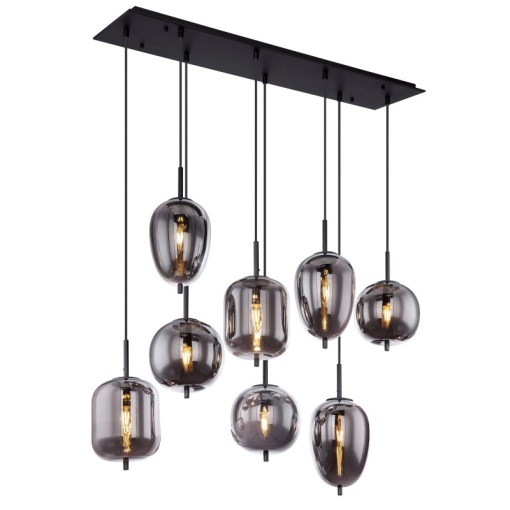 Lustra suspendata cu 8 pendule design modern BLACKY fumuriu 15345-8 GL