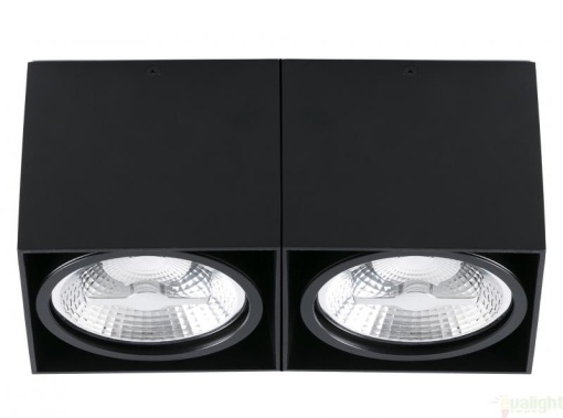 Plafonier negru cu 2 spoturi directionabile cu design modern, TECTO-2 63277