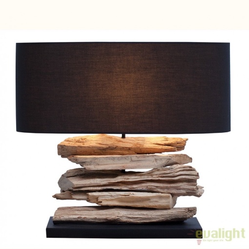 Veioza deosebita / Lampa de masa cu design rustic Treibholz Riverine II negru A-36787 VC