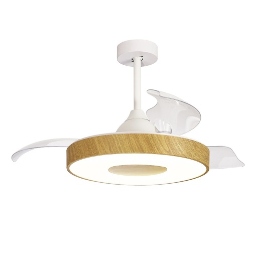 Lustra LED cu Ventilator si telecomanda COIN lemn/alb
