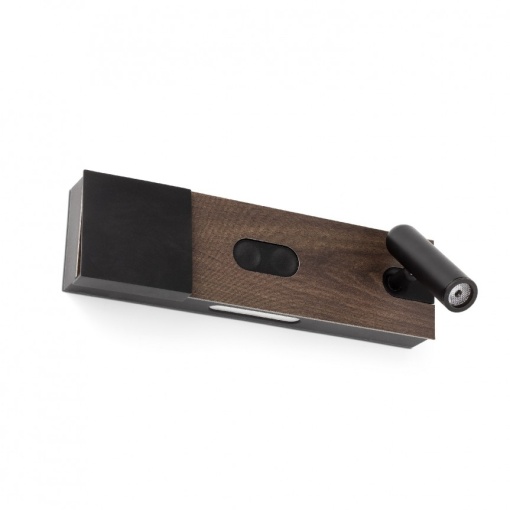 Aplica ambientala cu reader LED design ultra-modern MAGOS negru/nuc 20332