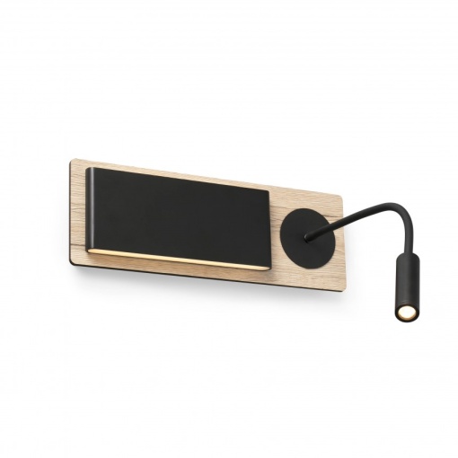 Aplica LED cu reader LED design nordic MOOD lemn/negru - Img 1