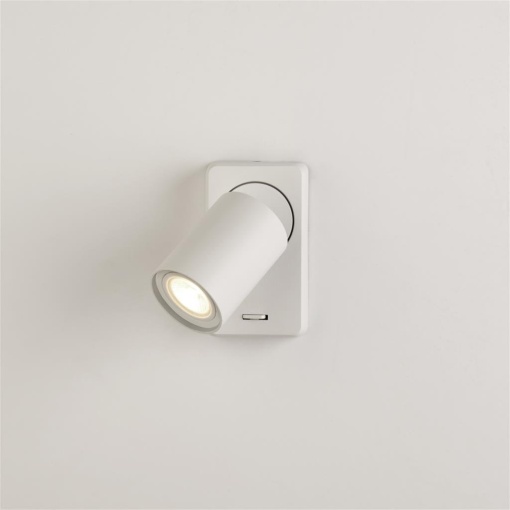 Aplica perete cu 1 spot directionabil Moon 1 Switched, alb