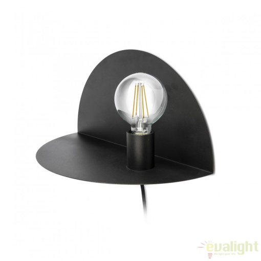 Aplica perete moderna cu raft NIT neagra dreapta 01006