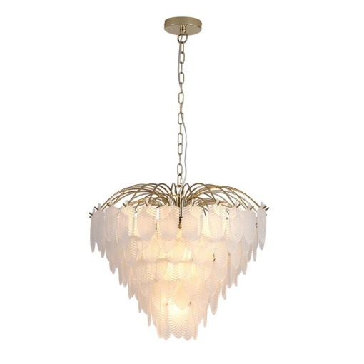 Candelabru alama lucios sticla mata Feather 6Lt