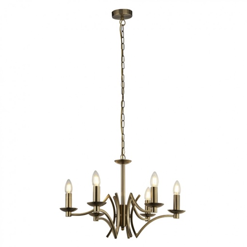 Candelabru clasic cu 6 brate stil elegant Ascot alama antic 41312-6AB SRT