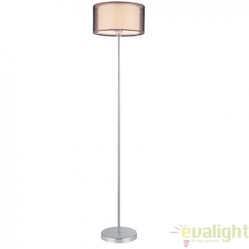Lampadar, Lampa de podea design modern, finisaj crom/ maro, Anastasia 2633 RX