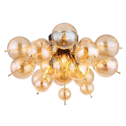 Lustra aplicata design modern UDO 3L negru/chihlimbar - Img 1