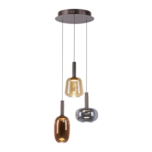 Lustra cu 3 pendule LED, inaltime reglabila, sticla, multicolor, IRIDES
