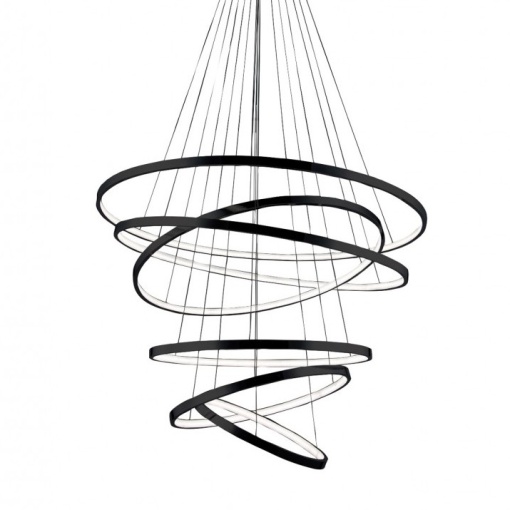 Lustra LED dimabila design modern casa scarii Wheel 6 Long neagra