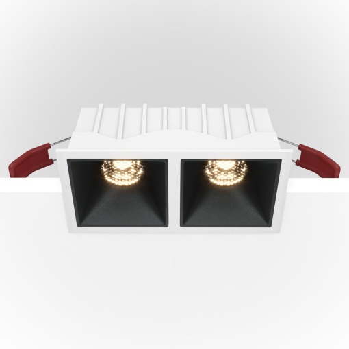 Spot LED incastrabil cu 2 surse de iluminat Alpha alb, negru 3000K