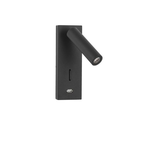 Aplica cu reader LED directionabil si USB Charger Fuse neagra NVL-9170102