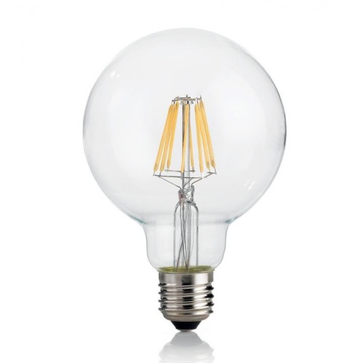 Bec LED E27 8W GLOBO D95 TRASPARENTE 3000K 101323