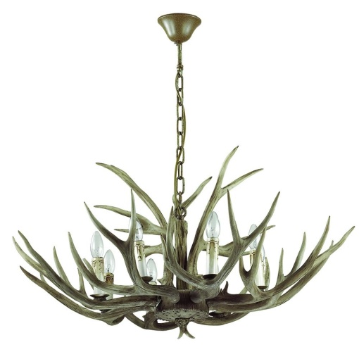 Candelabru rustic cu brate in forma de coarne de cerb, fabricat manual, CHALET SP8 115504