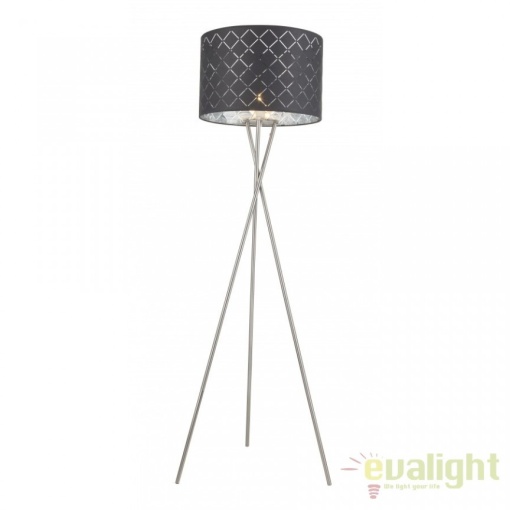 Lampadar elegant cu abajur din tesatura gri cu argintiu, Kidal 15228S1 GL