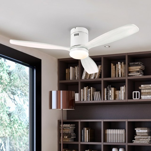 Lustra LED cu Ventilator si telecomanda Siroco D-132cm alb