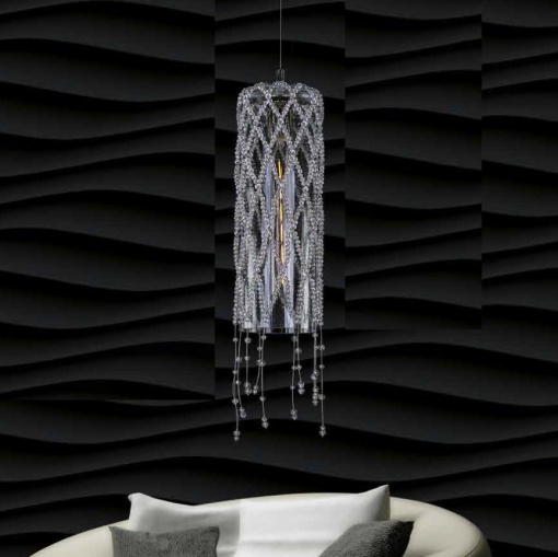 Lustra moderna Vision, eleganta, design LUX acoperita cu cristale ROSÉE CYLINDER