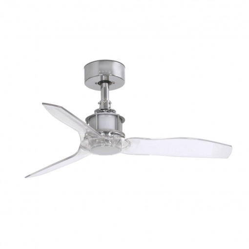 Ventilator de tavan cu telecomanda design modern JUST FAN crom/transparent