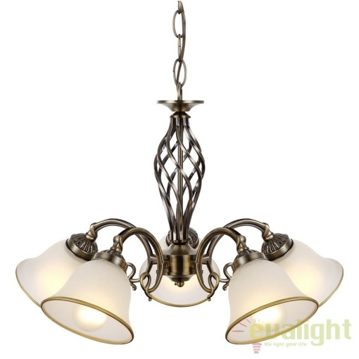 Candelabru clasic cu 5 brate, finisaj brass antique, Odin 60208-5 GL