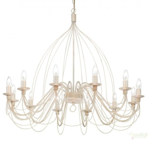 Candelabru clasic modelat si pictat manual finisaj alb antichizat CORTE SP12 097664