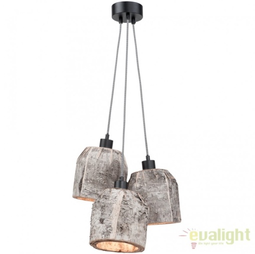 Lustra cu 3 pendule design rustic din lemn ASPEN ASPEN24/H3/N