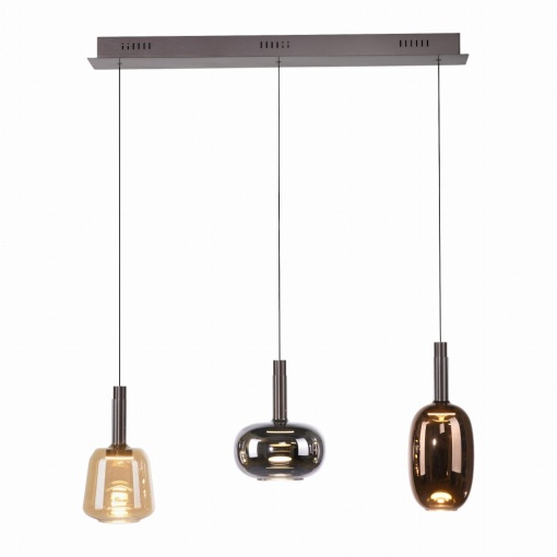 Lustra cu 3 pendule LED, inaltime reglabila, sticla, multicolor, IRIDES